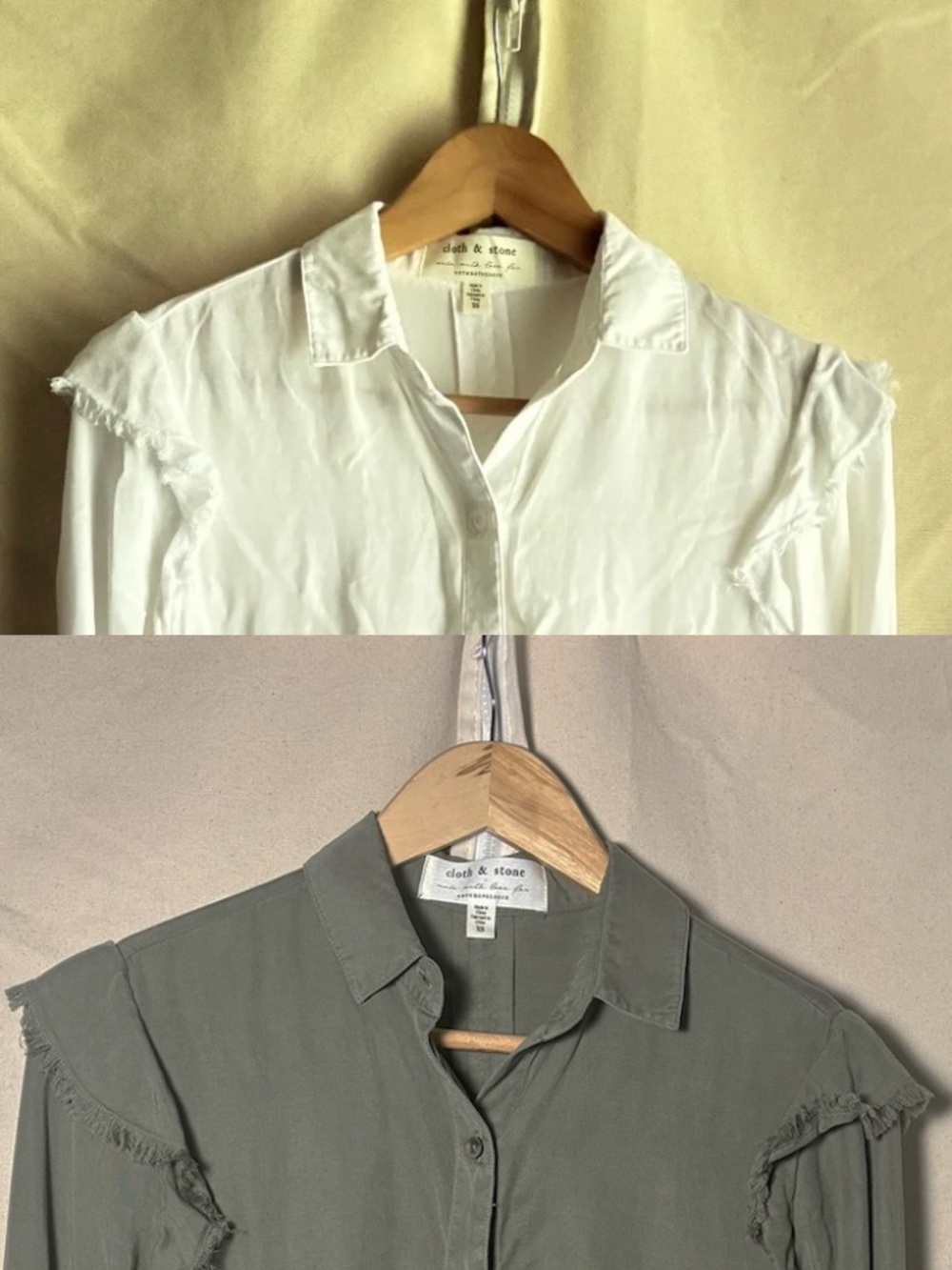 Bundle of Two Women CLOTH & STONE Anthropologie Long-sleeved top White/Green XS